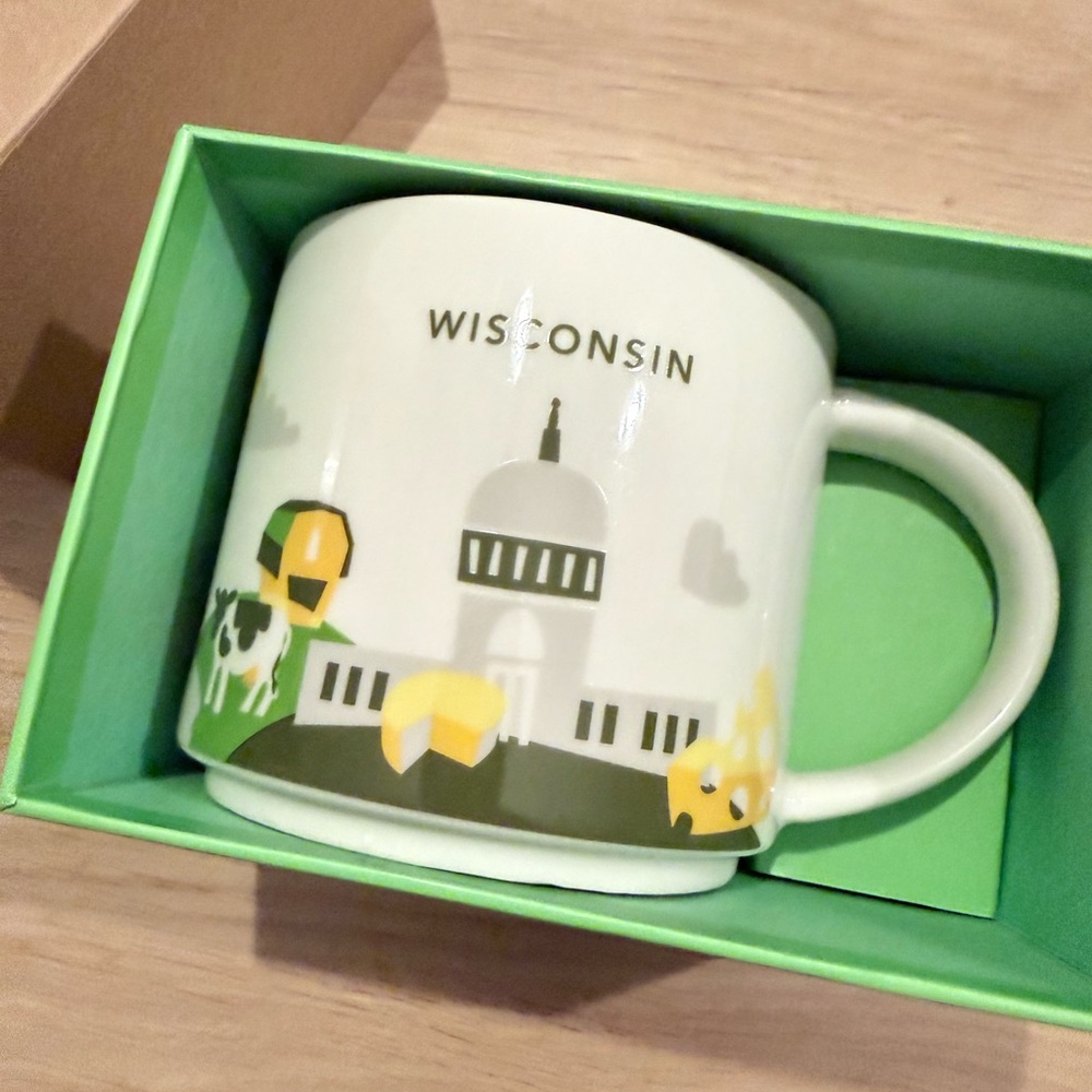 You are here collection Starbucks Wisconsin Mug - White and Green